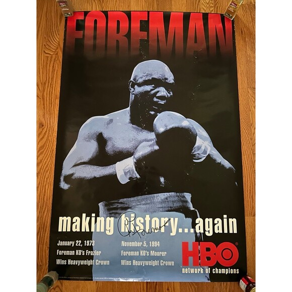 Autographed George Foreman original vintage HBO fight boxing poster - Picture 1 of 4